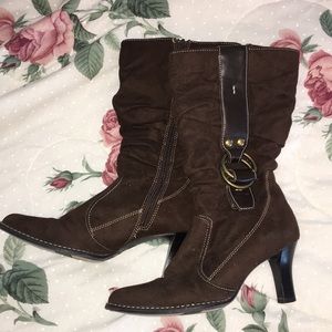 Brown mid calf boots